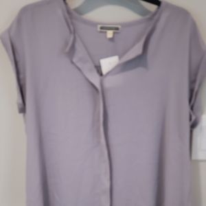 Pleione short sleeve gray sheer top